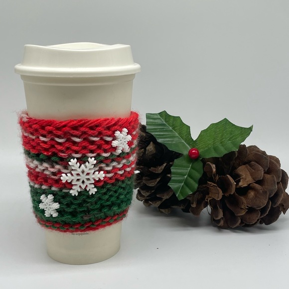 Hand Crafted Other - One Crochet Christmas Winter Inspired Cup Sleeve